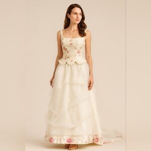 2pc Floral Wedding Dress Size 10